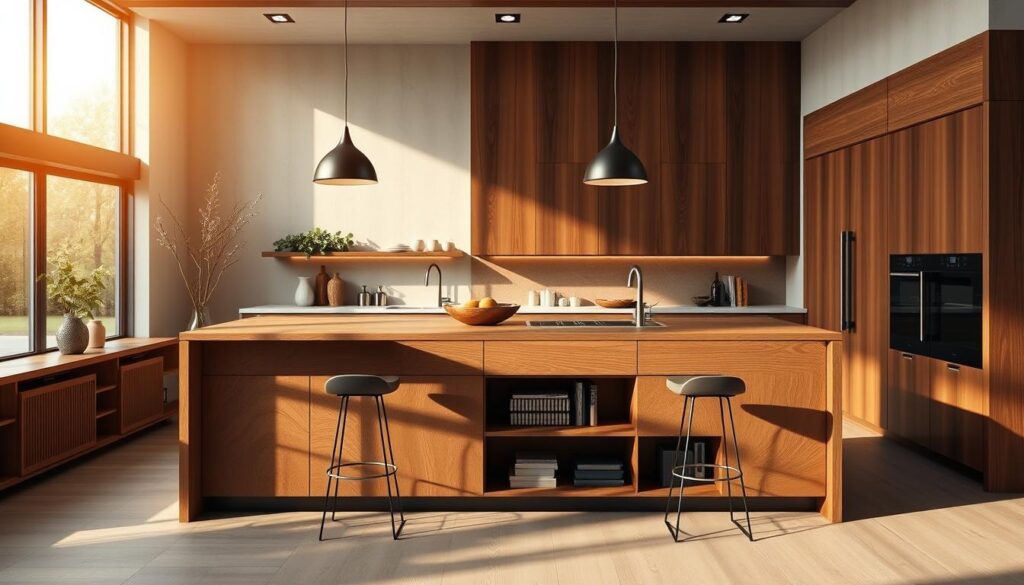 Modern Wooden Kitchen Island Design