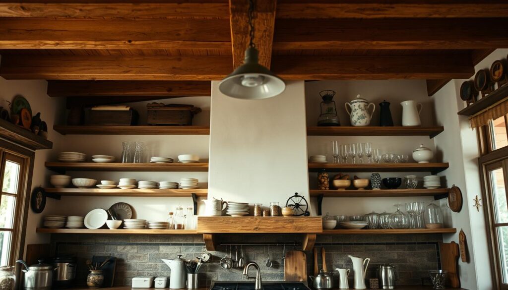 Rustic Open Shelving in Kitchen
