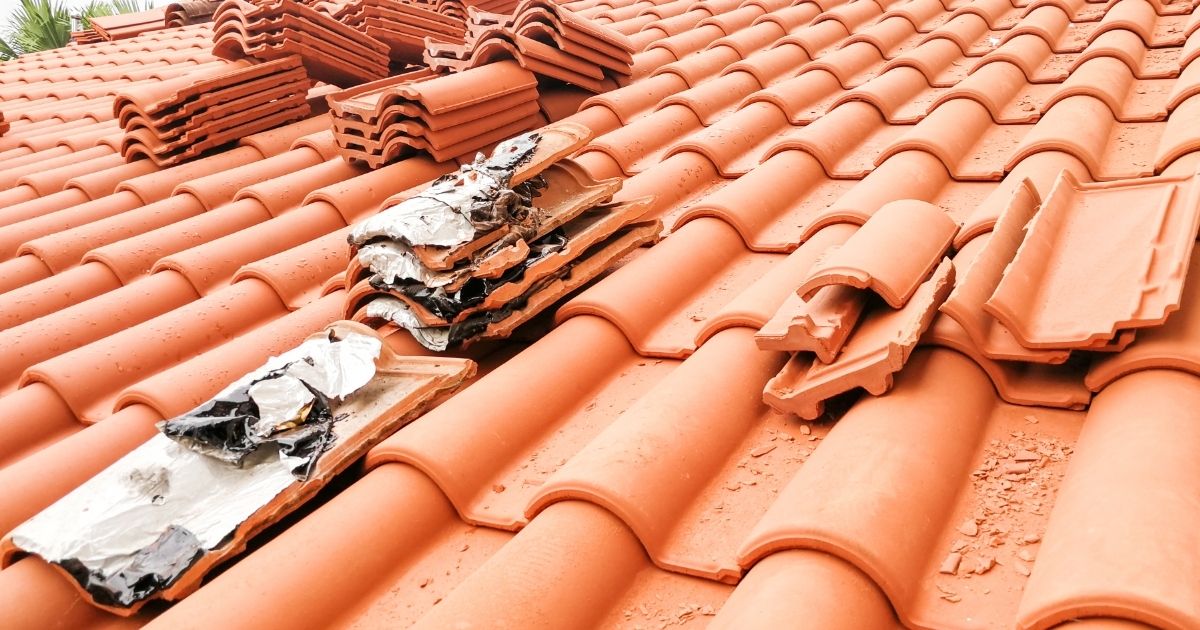 The Rich Co Inc. crew working on a tile roof repair on a Colorado Springs home